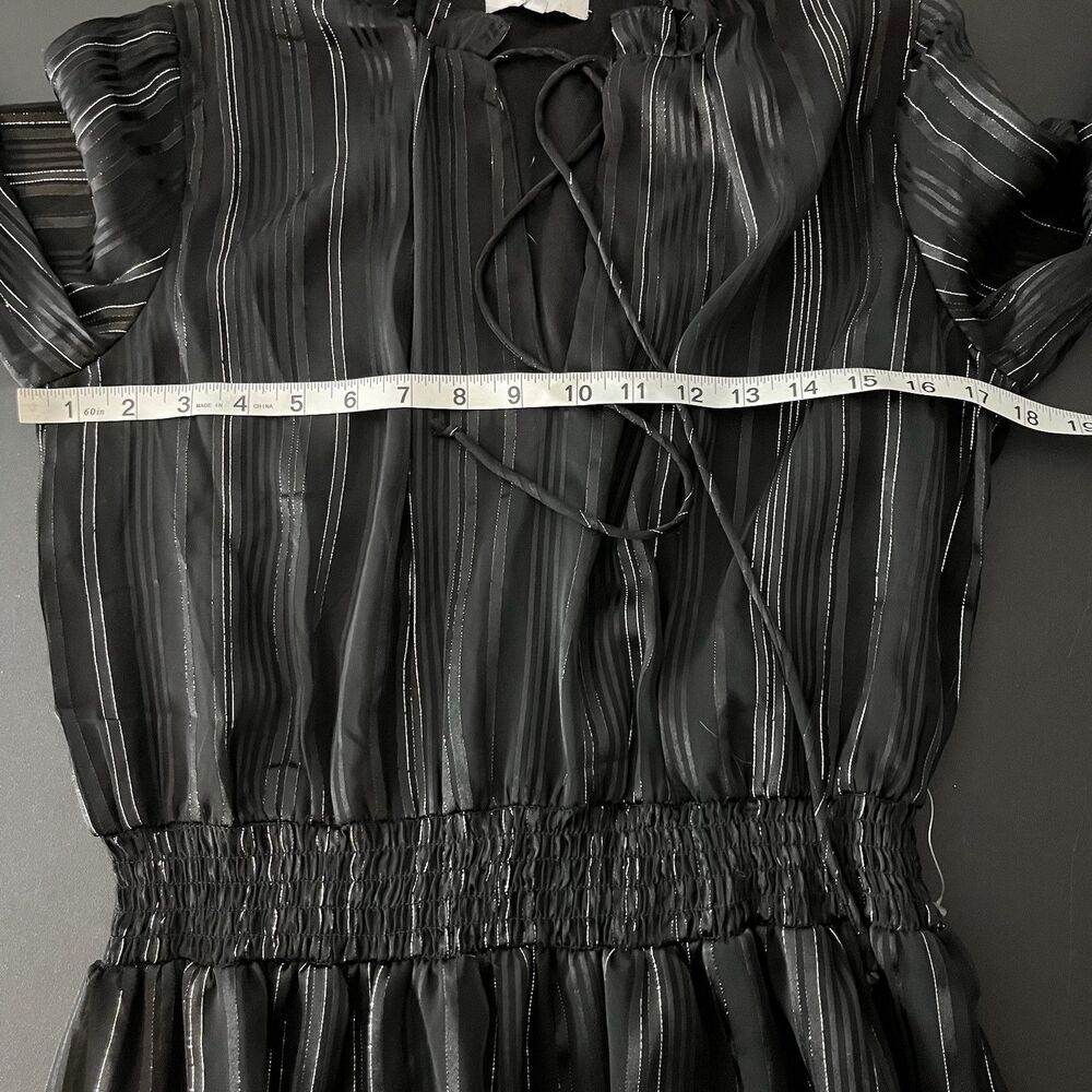 NSR Emma Smocked Tiered Dress Black Size L Sheer‎ Party Coctail​ - Picture 7 of 8